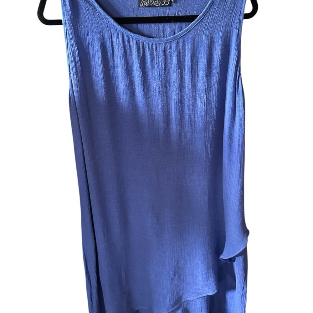 Gaya Small Beautiful Marine Blue silk & cotton sleeveless flowy gauzy dress .